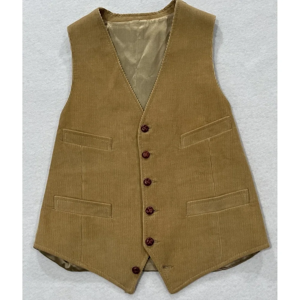 1970s Vintage Corduroy Blazer Vest Set 40R Tan  Preppy  Sport Coat Retro Classic